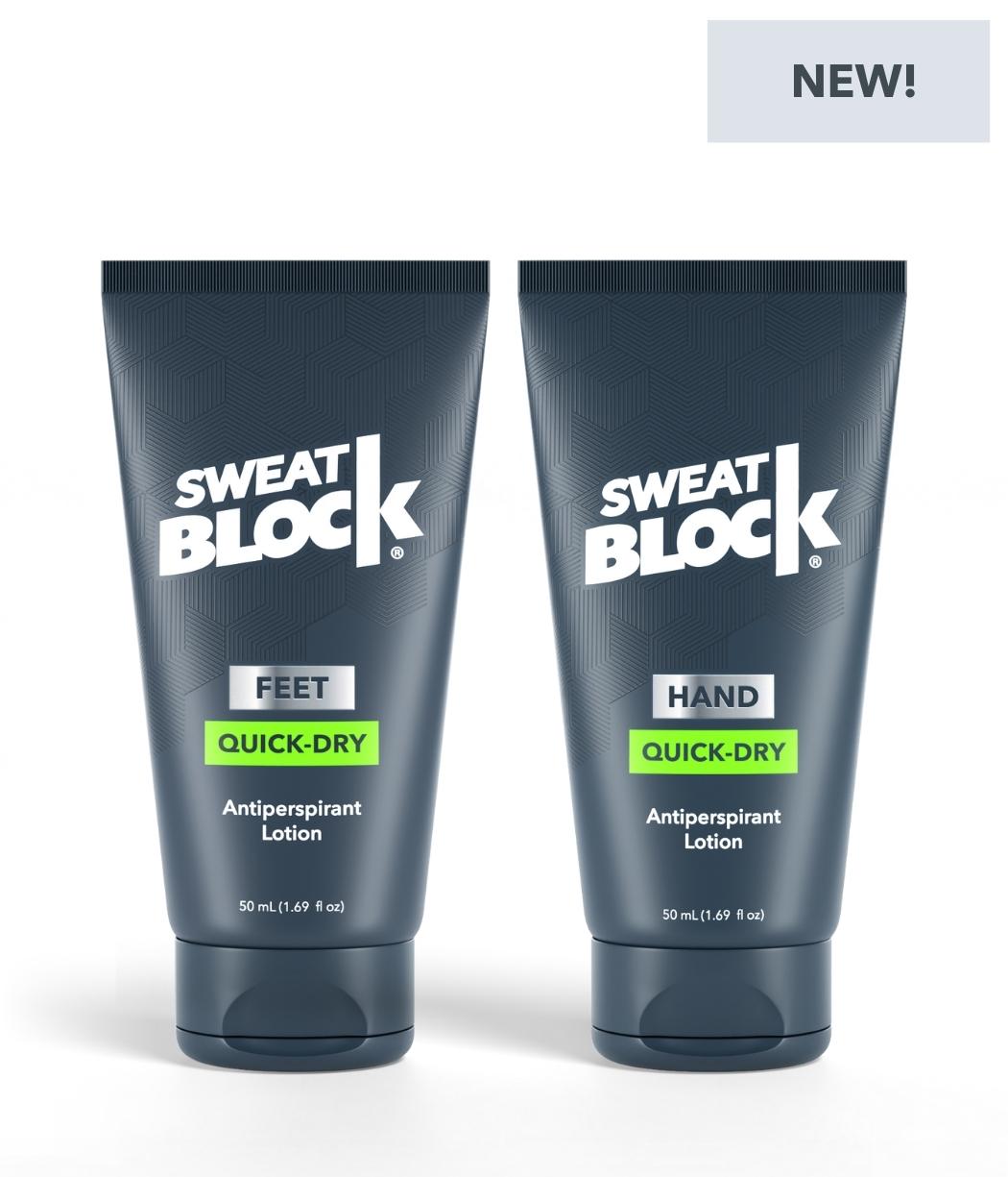 SweatBlock Quick-Dry Antiperspirant Lotions for Hands & Feet.